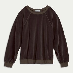 Suzie Kondi Oversized Velour Raglan Sweatshirt - Chocolate Brown NWOT